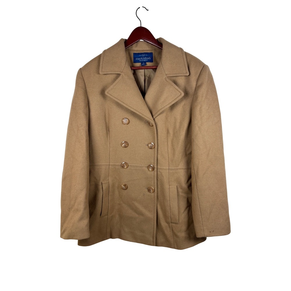 Vintage 2000s Mackintosh New England Camel Wool Blend Peacoat Women's 12